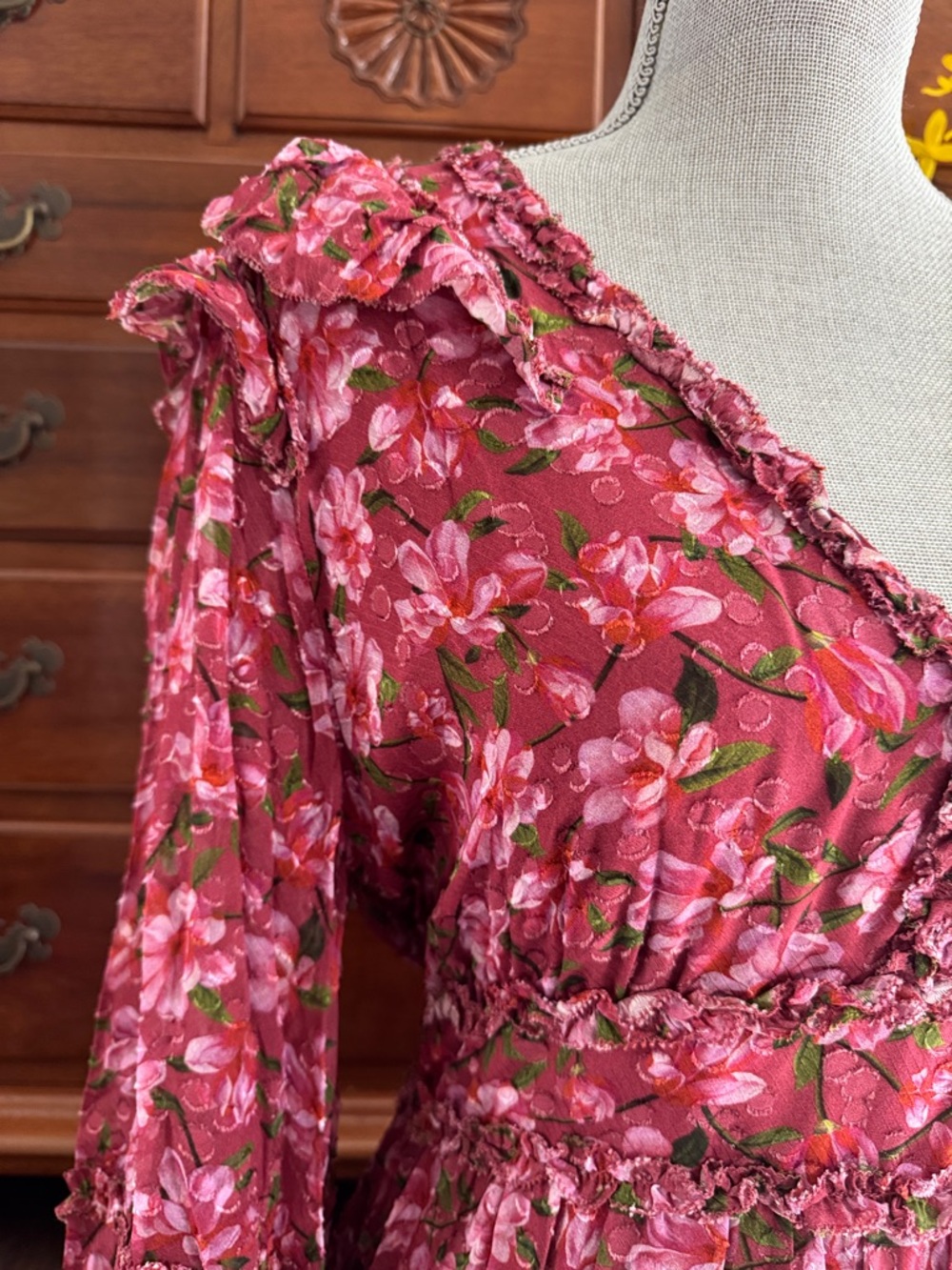 SACHIN + BABI Dress Size 10 Midi Red-Pink Floral - Picture 10 of 13